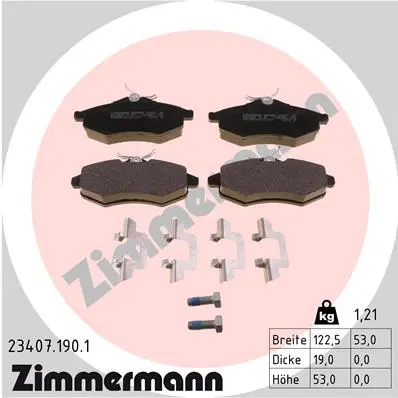 Sada brzdových destiček, kotoučová brzda ZIMMERMANN 23407.190.1