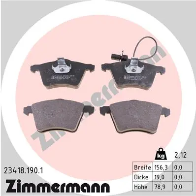 Sada brzdových destiček, kotoučová brzda ZIMMERMANN 23418.190.1