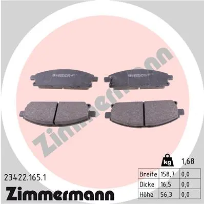 Sada brzdových destiček, kotoučová brzda ZIMMERMANN 23422.165.1