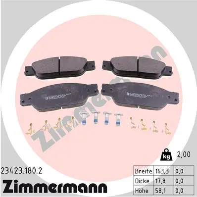 Sada brzdových destiček, kotoučová brzda ZIMMERMANN 23423.180.2
