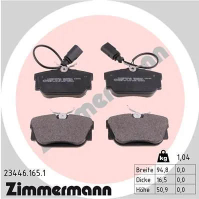 Sada brzdových destiček, kotoučová brzda ZIMMERMANN 23446.165.1