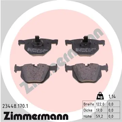 Sada brzdových destiček, kotoučová brzda ZIMMERMANN 23448.170.1