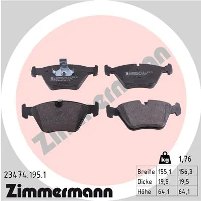 Sada brzdových destiček, kotoučová brzda ZIMMERMANN 23474.195.1