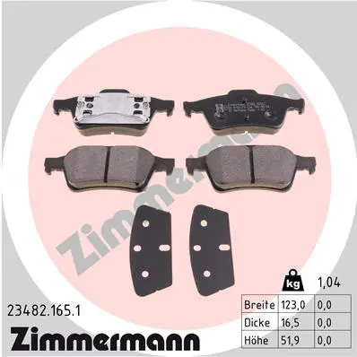 Sada brzdových destiček, kotoučová brzda ZIMMERMANN 23482.165.1