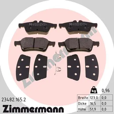 Sada brzdových destiček, kotoučová brzda ZIMMERMANN 23482.165.2