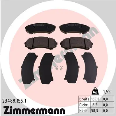 Sada brzdových destiček, kotoučová brzda ZIMMERMANN 23488.155.1
