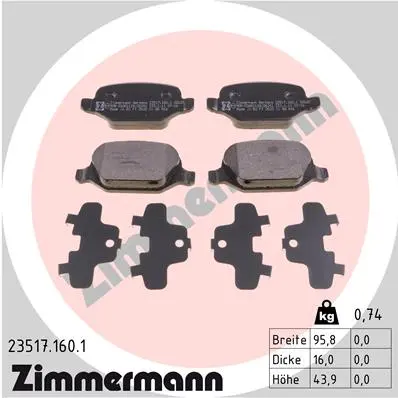 Sada brzdových destiček, kotoučová brzda ZIMMERMANN 23517.160.1