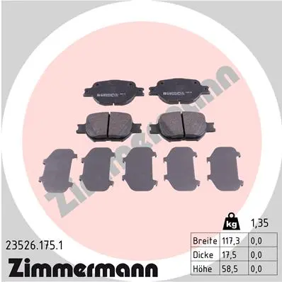 Sada brzdových destiček, kotoučová brzda ZIMMERMANN 23526.175.1