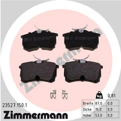 Sada brzdových destiček, kotoučová brzda ZIMMERMANN 23527.150.1