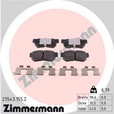 Sada brzdových destiček, kotoučová brzda ZIMMERMANN 23543.155.2
