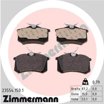 Sada brzdových destiček, kotoučová brzda ZIMMERMANN 23554.150.1