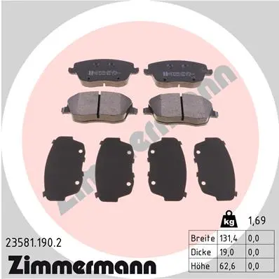 ZIMMERMANN Sada brzdových destiček, kotoučová brzda 235811902