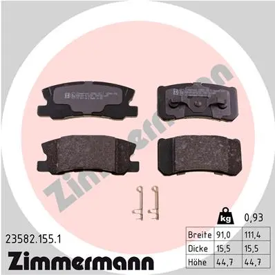 Sada brzdových destiček, kotoučová brzda ZIMMERMANN 23582.155.1