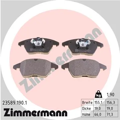 Sada brzdových destiček, kotoučová brzda ZIMMERMANN 23589.190.1