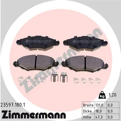 Sada brzdových destiček, kotoučová brzda ZIMMERMANN 23597.180.1