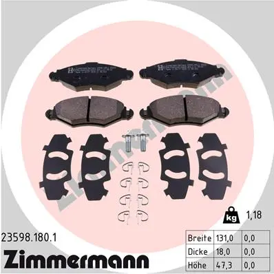 Sada brzdových destiček, kotoučová brzda ZIMMERMANN 23598.180.1