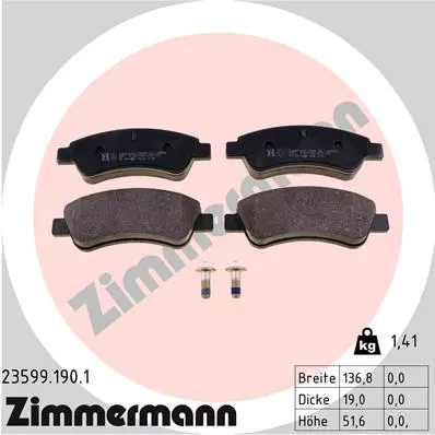 Sada brzdových destiček, kotoučová brzda ZIMMERMANN 23599.190.1