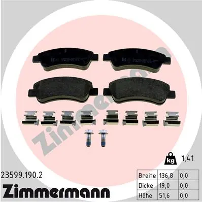 Sada brzdových destiček, kotoučová brzda ZIMMERMANN 23599.190.2