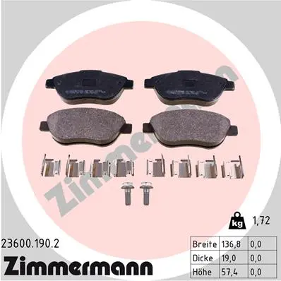 ZIMMERMANN Sada brzdových destiček, kotoučová brzda 236001902
