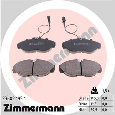 Sada brzdových destiček, kotoučová brzda ZIMMERMANN 23602.195.1