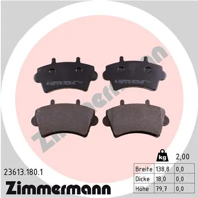 Sada brzdových destiček, kotoučová brzda ZIMMERMANN 23613.180.1