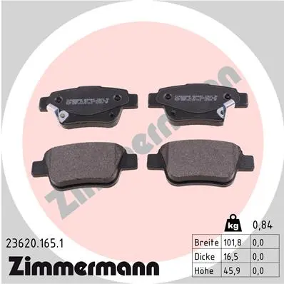 Sada brzdových destiček, kotoučová brzda ZIMMERMANN 23620.165.1