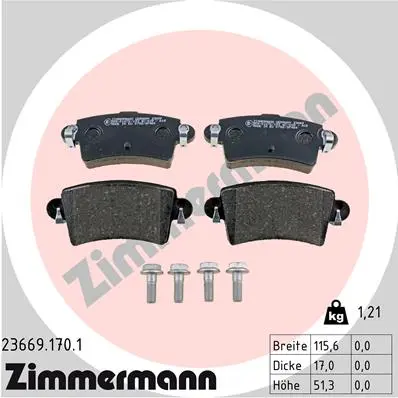 Sada brzdových destiček, kotoučová brzda ZIMMERMANN 23669.170.1