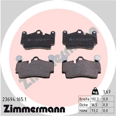 Sada brzdových destiček, kotoučová brzda ZIMMERMANN 23694.165.1