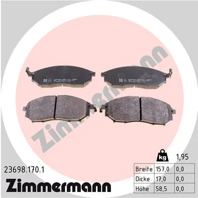 ZIMMERMANN Sada brzdových destiček, kotoučová brzda 236981701