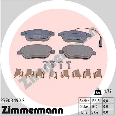 Sada brzdových destiček, kotoučová brzda ZIMMERMANN 23708.190.2