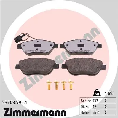 Sada brzdových destiček, kotoučová brzda ZIMMERMANN 23708.990.1
