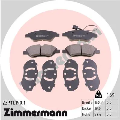 Sada brzdových destiček, kotoučová brzda ZIMMERMANN 23711.190.1