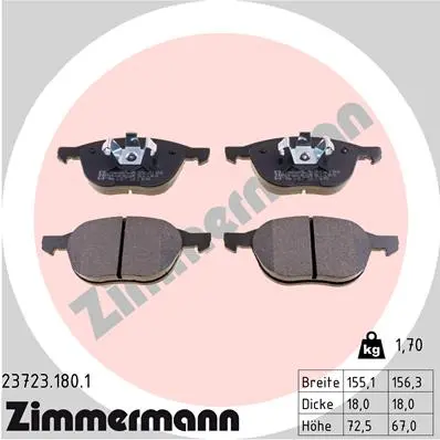 Sada brzdových destiček, kotoučová brzda ZIMMERMANN 23723.180.1