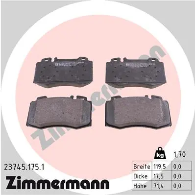 Sada brzdových destiček, kotoučová brzda ZIMMERMANN 23745.175.1