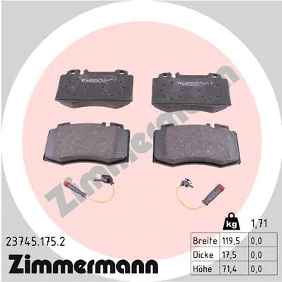 Sada brzdových destiček, kotoučová brzda ZIMMERMANN 23745.175.2