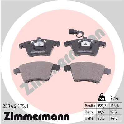 Sada brzdových destiček, kotoučová brzda ZIMMERMANN 23746.175.1