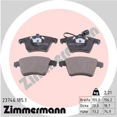 Sada brzdových destiček, kotoučová brzda ZIMMERMANN 23746.185.1