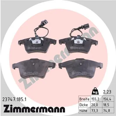 Sada brzdových destiček, kotoučová brzda ZIMMERMANN 23747.185.1