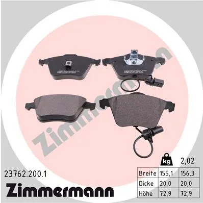 Sada brzdových destiček, kotoučová brzda ZIMMERMANN 23762.200.1