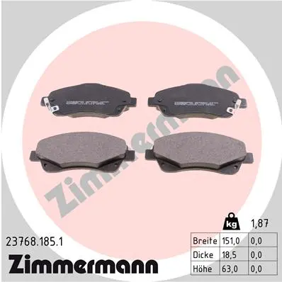 Sada brzdových destiček, kotoučová brzda ZIMMERMANN 23768.185.1