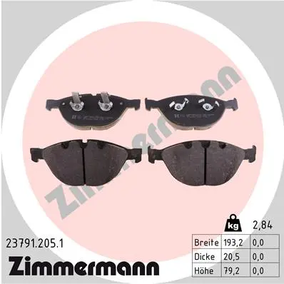 Sada brzdových destiček, kotoučová brzda ZIMMERMANN 23791.205.1