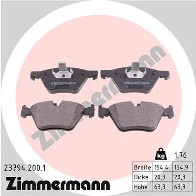 ZIMMERMANN Sada brzdových destiček, kotoučová brzda 237942001