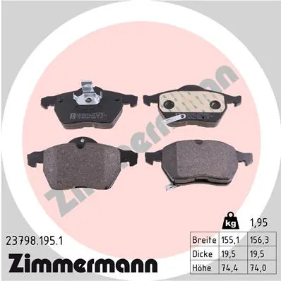 Sada brzdových destiček, kotoučová brzda ZIMMERMANN 23798.195.1