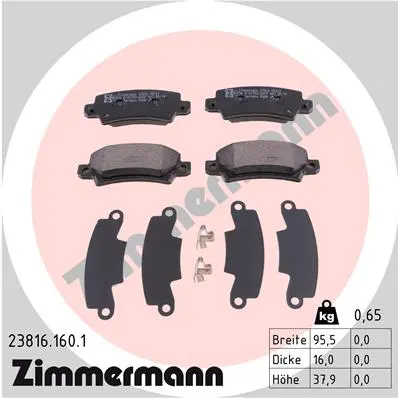ZIMMERMANN Sada brzdových destiček, kotoučová brzda 238161601