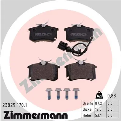 ZIMMERMANN Sada brzdových destiček, kotoučová brzda 238291701