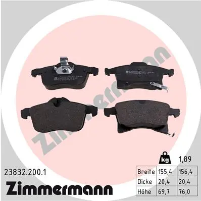 Sada brzdových destiček, kotoučová brzda ZIMMERMANN 23832.200.1