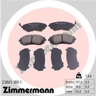ZIMMERMANN Sada brzdových destiček, kotoučová brzda 238651801