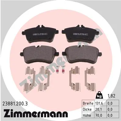 Sada brzdových destiček, kotoučová brzda ZIMMERMANN 23881.200.3