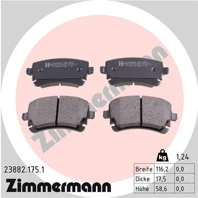 ZIMMERMANN Sada brzdových destiček, kotoučová brzda 238821751