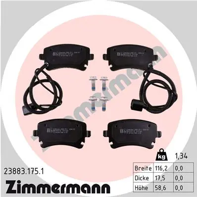 Sada brzdových destiček, kotoučová brzda ZIMMERMANN 23883.175.1